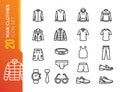 Minimal man clothes line icon set Royalty Free Stock Photo