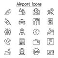 Airport icon set in thin line style Royalty Free Stock Photo