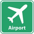 Airport icon on white background. Airport sign. Airport sign on green board. flat style Royalty Free Stock Photo