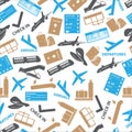 Airport icons color seamless pattern Royalty Free Stock Photo