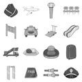 Airport icons set, black monochrome style Royalty Free Stock Photo