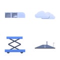 Airport icons set cartoon vector. Attribute of air travel worldwide