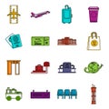 Airport icons doodle set