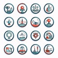 Airport icons set, thin line design, vector illustration eps 10 Royalty Free Stock Photo