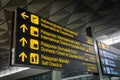 Airport information board signs