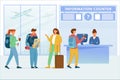 Airport information counter flat vector illustration