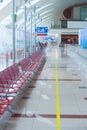 Airport interior in waiting area near gate