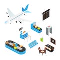 Airport isometric vector illustrations set Royalty Free Stock Photo