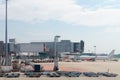 Airport jetway and airplane