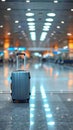 Airport journey Luggage bag in terminal, trolley suitcase, aerodrome backdrop