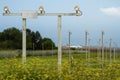 Airport landing lights in field Royalty Free Stock Photo