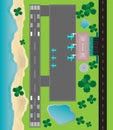 Airport Layout top View , runway parking taxiway and Building De Royalty Free Stock Photo