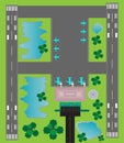 Airport Layout top View Twin runway parking taxiway and Building