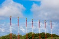 Airport lights for aircraft landing on blue Royalty Free Stock Photo