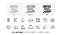 Airport line icons set. Boarding pass, Baggage claim, Arrival. Line icons. Vector