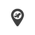 Airport location pin vector icon