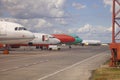 Airport with a lot of aircraft. Airplane on the platform International Airport. Runway. Planes