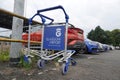 Airport luggage trolley abandoned in car park