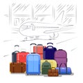 Airport luggage vector illustration. People travel background