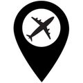 Airport map markers icon on white background. flat style. map pointer with air plane icon for your web site design, logo, app, UI