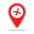 airport map pin icon. Element of warning navigation pin icon for mobile concept and web apps. Detailed airport map pin icon can be Royalty Free Stock Photo