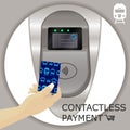 Airport, metro, subway ticket terminal for wireless payments. RF