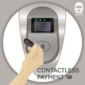 Airport, metro, subway ticket terminal for wireless payments. RF