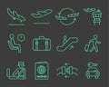 Airport navigation icons set