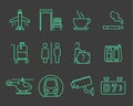 Airport navigation icons set