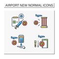 Airport new normal color icons set