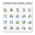 Airport new normal color icons set