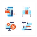 Airport new normal flat icons set