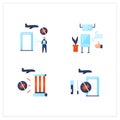 Airport new normal flat icons set