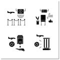 Airport new normal glyph icons set