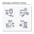 Airport new normal line icons set