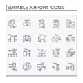 Airport new normal line icons set