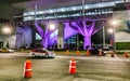 Airport outside Street Building People at night in Mexico City Mexico Royalty Free Stock Photo