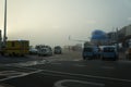 Airport outside the window scene Royalty Free Stock Photo