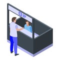 Airport passport control icon, isometric style Royalty Free Stock Photo