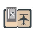 Airport passport and ticket travel transport terminal tourism or business flat style icon Royalty Free Stock Photo