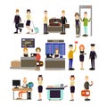 Airport people vector flat icon set