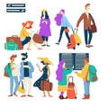 Airport plane passengers waiting for flight isolated characters Royalty Free Stock Photo