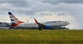 Airport Prague Ruzyne, take off Boeing 737 Royalty Free Stock Photo