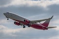 Airport Prague Ruzyne, take off Boeing 737-800 Russia Royalty Free Stock Photo