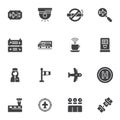 Airport related vector icons set