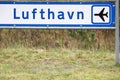 Airport road sign in Danish Royalty Free Stock Photo