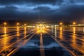 airport runway lit up with led lights at night Royalty Free Stock Photo