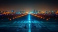 Airport Runway at Night With City Background Royalty Free Stock Photo