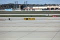 Airport runway signs hangars airfield Royalty Free Stock Photo