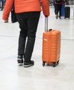 Airport rush. people with their suitcases walking along a corridor Royalty Free Stock Photo